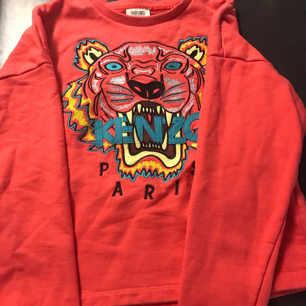 Kenzo Kids Vibrant Red Tiger Long Sleeve Tee